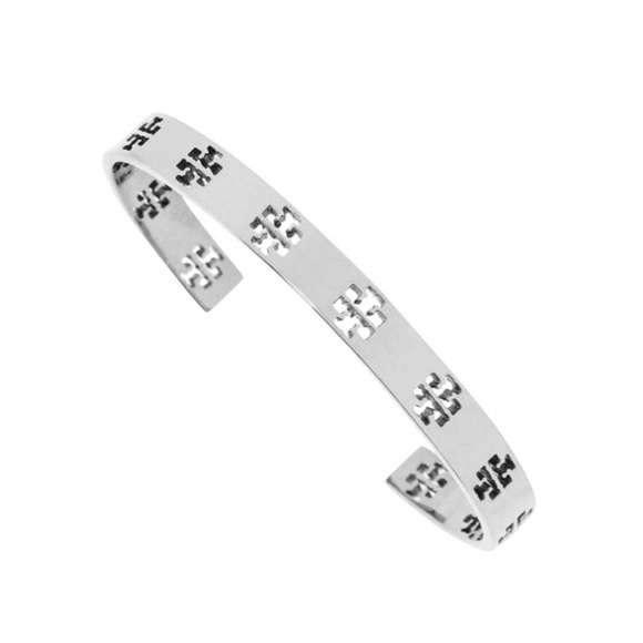NEW Tory Burch Silver Pierced T Cuff Bracelet - Picture 2 of 9